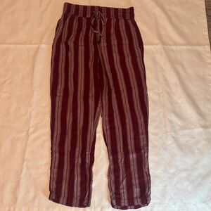 American Eagle Outfitters Maroon and White Striped Pants